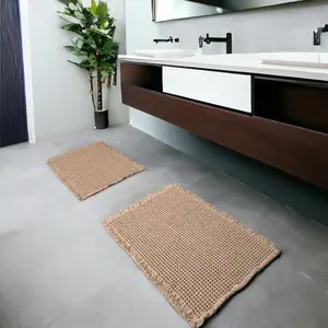 Grid Design Mat Set, 2 Counts/set Non-slip Rectangle Mat, Absorbent Rug for Home Hotel Bathroom Kitchen Decor, Floor Mat, Unique Rugs, Household Decorative Rug, Machine Washable Rug, Kitchen Area Rug, Durable Rug