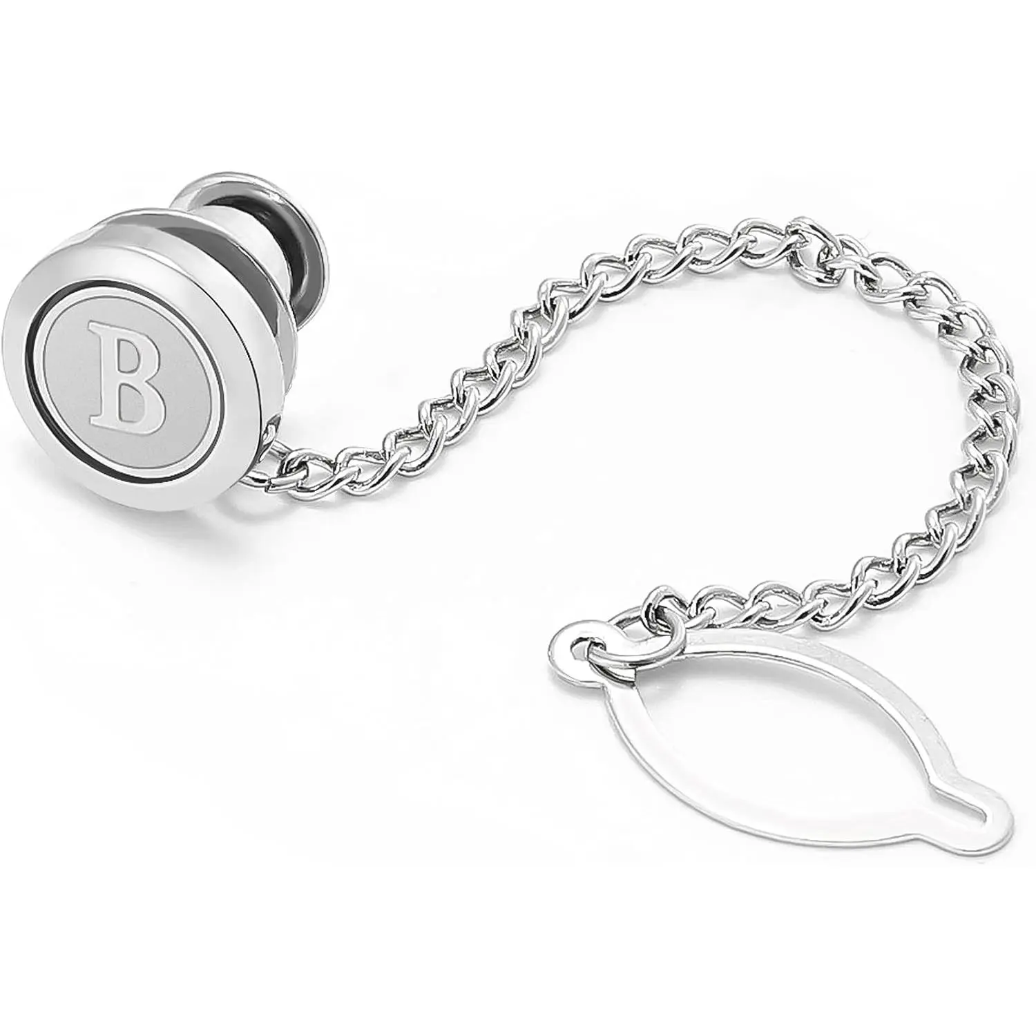Tie Pins for Men Tie Tacks with Chain Initials A-Z tie Clip