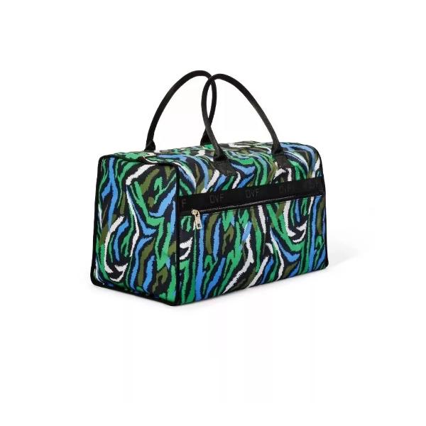 Diane Von Furstenberg DVF X Target Disco Zebra Green Weekender Overnight Bag NWT with Bold Zebra Print Design Compact Travel Bag