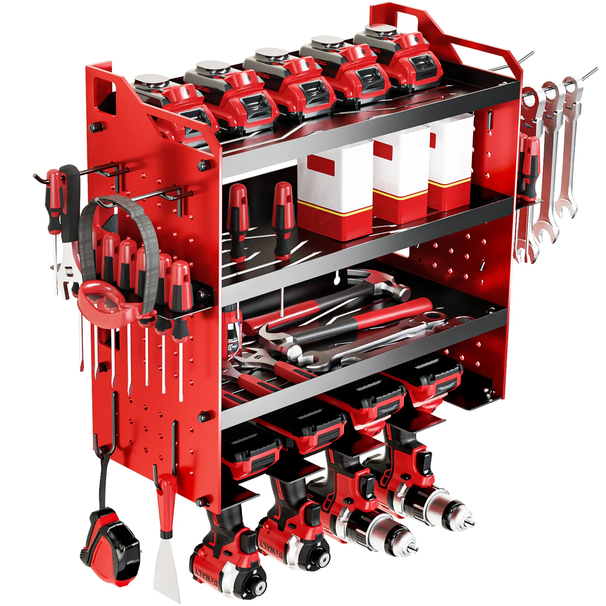 Power Tool Organizer Heavy Duty Garage Tool Shelving 4 Drill Holders Creator Recommendation Tool Rack Men's Gift