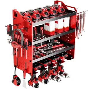 Hausneed Power Tool Organizer Heavy Duty Garage Tool Shelving 4 Drill Holders Creator Recommendation Tool Rack Men's Gift