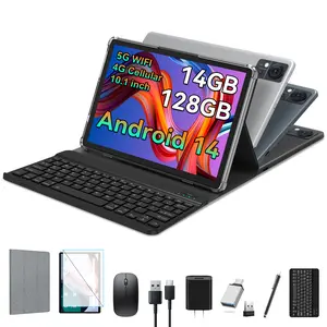 Android 14 Tablet 4G Cellular 14GB RAM(8+6 Virtual)+128GB ROM+1TB, 2024 Newest 5G WIFI Tablet 10.1 Inch Incell Large Screen, 2 in 1 Tablet with Keyboard Octa-Core 7000mAh Battery, Bluetooth/Mouse/Case Android 2-in-1