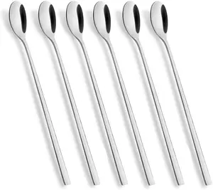 AOOSY Long Handle Spoon, Coffee Stirrers, 9-Inch Ice Tea Spoon,Premium 18/10 Stainless Steel Iced Teaspoon for Mothers Milks Tea Mixing Cocktail Stirring Coffee Milkshake Cold Drink, Set of 6
