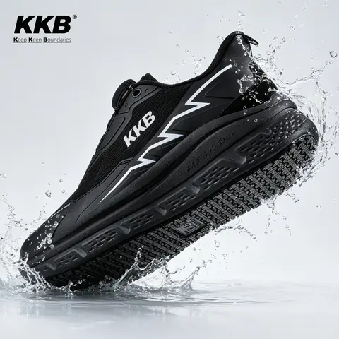 KKB Men's Closed-Toe Slip-Resistant Waterproof Work Shoes - Rubber Sole, Sweat-Absorbent, Odor Control, Water Resistant, Easy-On, Orthopedic Support, Arch Fit, Casual Footwear for Restaurant Staff