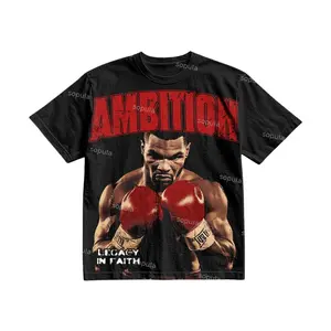 Ambition Legendary Boxer Portrait Dot Graphic Cotton T-shirt Menswear Top Breathable Hoodie Oversize Sweat Tshirt Fabric