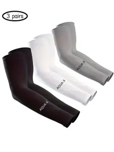 3/6 pairs set: Cooling arm sleeves, high elasticity, breathable polyester fiber, suitable for driving, golf, fishing, cycling, hiking and outdoor sports - solid color, elastic fit