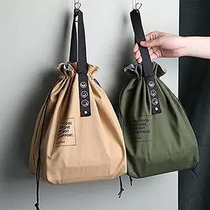 Constricted Multifunctional Insulated Bag, Simple Canvas Picnic Bento Bag, Picnic Food Storage Bag, Insulated Lunch Bag