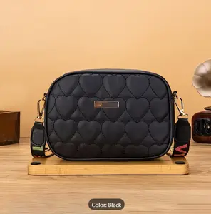 Embroidery Love Crossbody Bag, Trendy Mini Shoulder Bag, Women's Zipper Square Purse