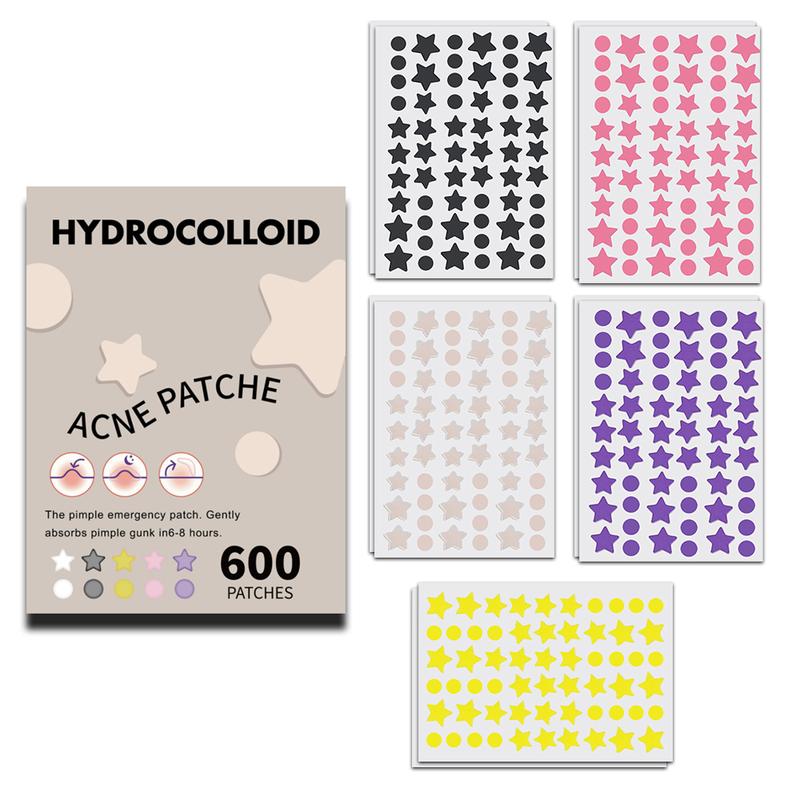 600pcs Star-Shaped Hydrocolloid Acne Patches - Fragrance-Free, Alcohol-Free, Invisible Non-Drying Pimple Cover Dots For All Light Beige Types, Gentle Absorption & Emergency-Ready Care, Pimple Patches For Face, Durable Packaging, Stocking Stuffers