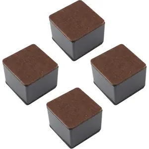 2 Inch Self-Adhesive Heavy Duty Square Carbon Steel Furniture Riser for Bed Table Sofa Adds 2 Inch Height with Felt Pad 4Pcs Black