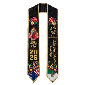 Mexican Graduation Stole Class of 2026 Printed Sash, Custom Name School Stole, Latina Flag Graduation Gift