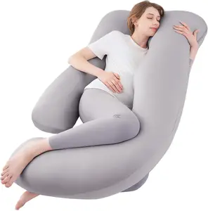 Cooling Pregnancy Pillow for Side Sleeper - Full Body Pillow with Removable Cover for Maternity, U-Shaped Pillow for Sleeping