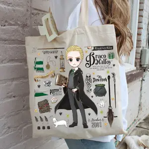 Slytherin Canvas Tote Bag, Dracotok Aesthetic, Draco Dark Academia Wizard Style, Potterhead Bookish Accessory, Best Gift Idea