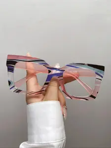 Simple Anti-blue Light Eyeglasses for Everyday Use, Large Frame Fashion Eyeglasses for Women & Men, Basic Fashion Accessories for Daily Wear, Stylish Square Frames, Trendy Casual Frames