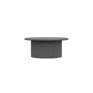 Azzurro Living Coastal Drum Coffee Table with Fluted Design