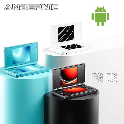 ANBERNIC RG DS Handheld Gaming Console - 4.0 inches IPS Dual-Screen Display, Android OS, 4000mAh Built-in Li-ion Battery, 5V Input, Flip-Style, Rechargeable Portable Console, Cool Gadgets, Teen Boy Gift, Outdoor Use