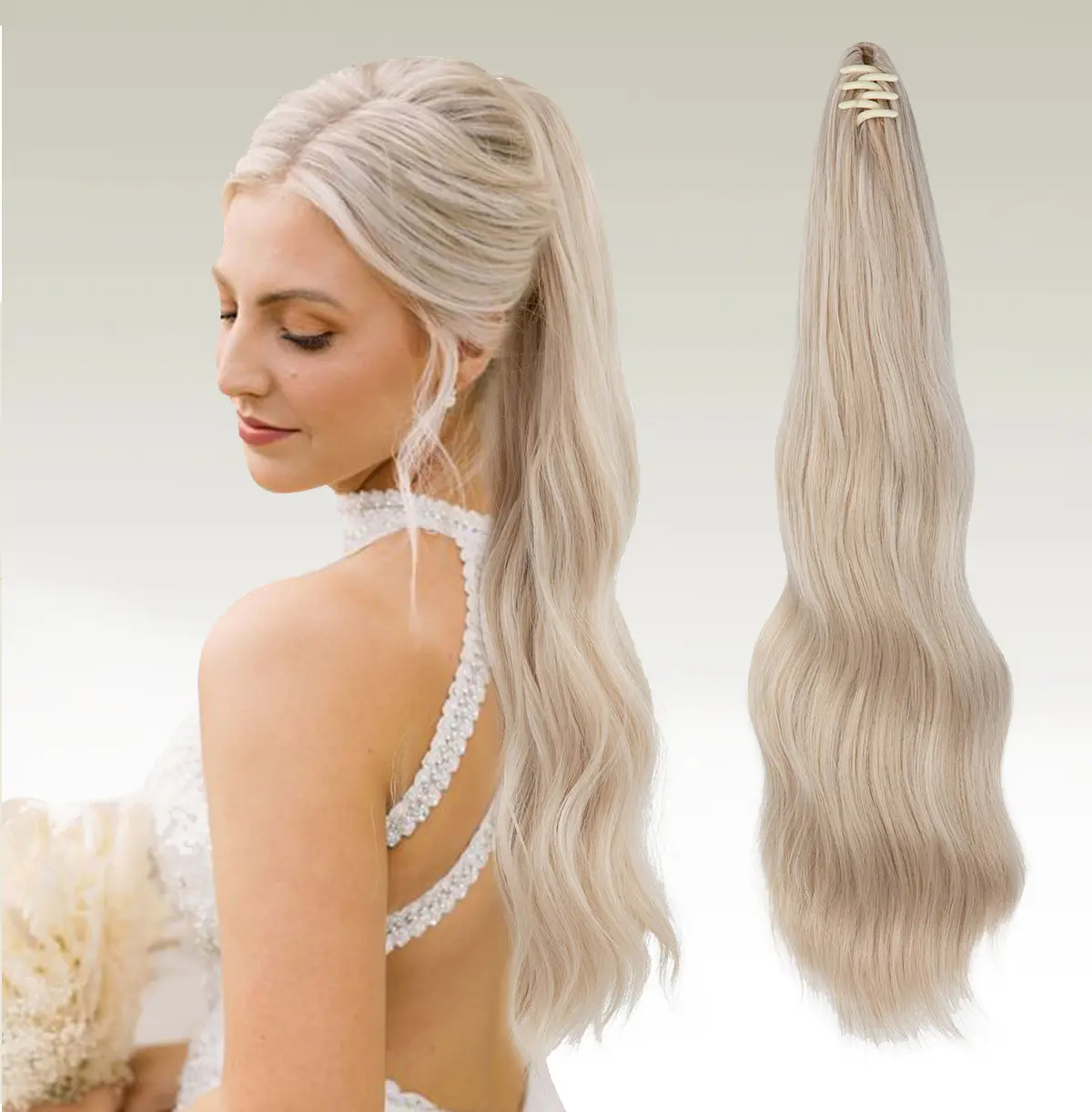 Yetta Body Wave Claw Clip Ponytail Extension 22" Clip for Women Soft Wavy Curly Texture Lightweight Easy to Wear Safe Comfortable Material clip in hair extensions Synthetic Hair Wigs braiding hair clip ins for black women