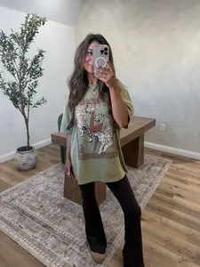 Vintage Tiger Boyfriend Tee- Olive