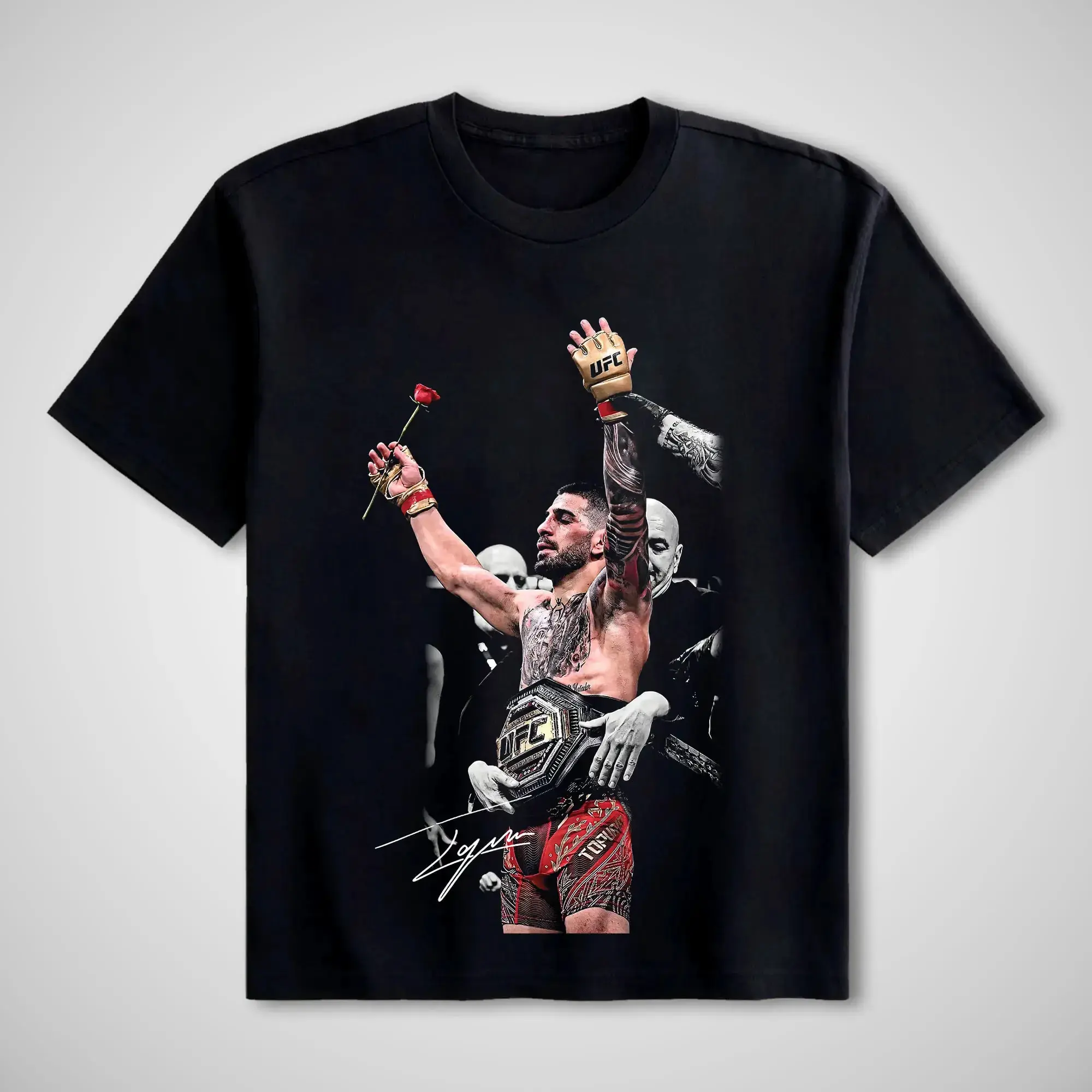 Men's Ilia Topuria V2 Graphic T-Shirt, 100% Soft Cotton Streetwear with Bold Print, Casual Sports Apparel for MMA Fans