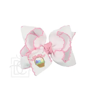 White & Pink Easter Basket Bow Huge