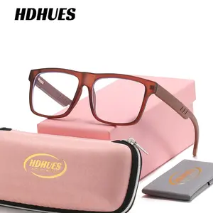 HDHUES Unisex Elegant Trendy Full Frame Plano Glasses Snow Sports Square Frame Anti-Blue Light Plano Glasses