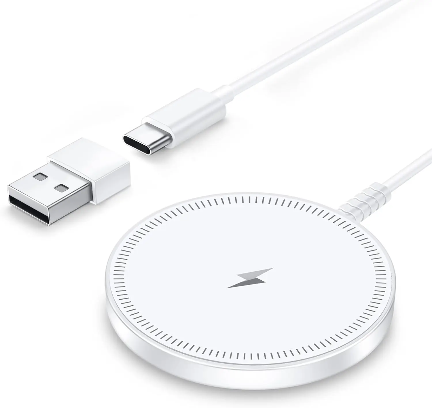 15W Magnetic Wireless MagSafe Charger Fast Charging Pad with Dual Ports Compatible with iPhone 17 16 15 14 13 12 Series and AirPods Pro 4 3 2 Strong Magnet Case Friendly Lightweight Travel Power Dock for Apple Devices