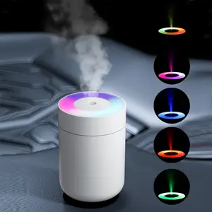 Car Humidifier with Colorful Lights, Large Mist Home Travel Humidifier Output Desktop Mini Bedroom Air Hydrator USB Powered, Portable Car Accessory for Moisturizing