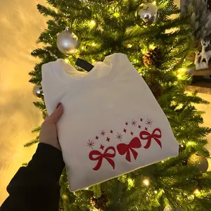 Red Bow Christmas Embroidered Sweatshirt