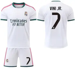Real Madrid Home White Football Jersey & Shorts Set, Lightweight Soccer Uniform for Men & Sports Fans