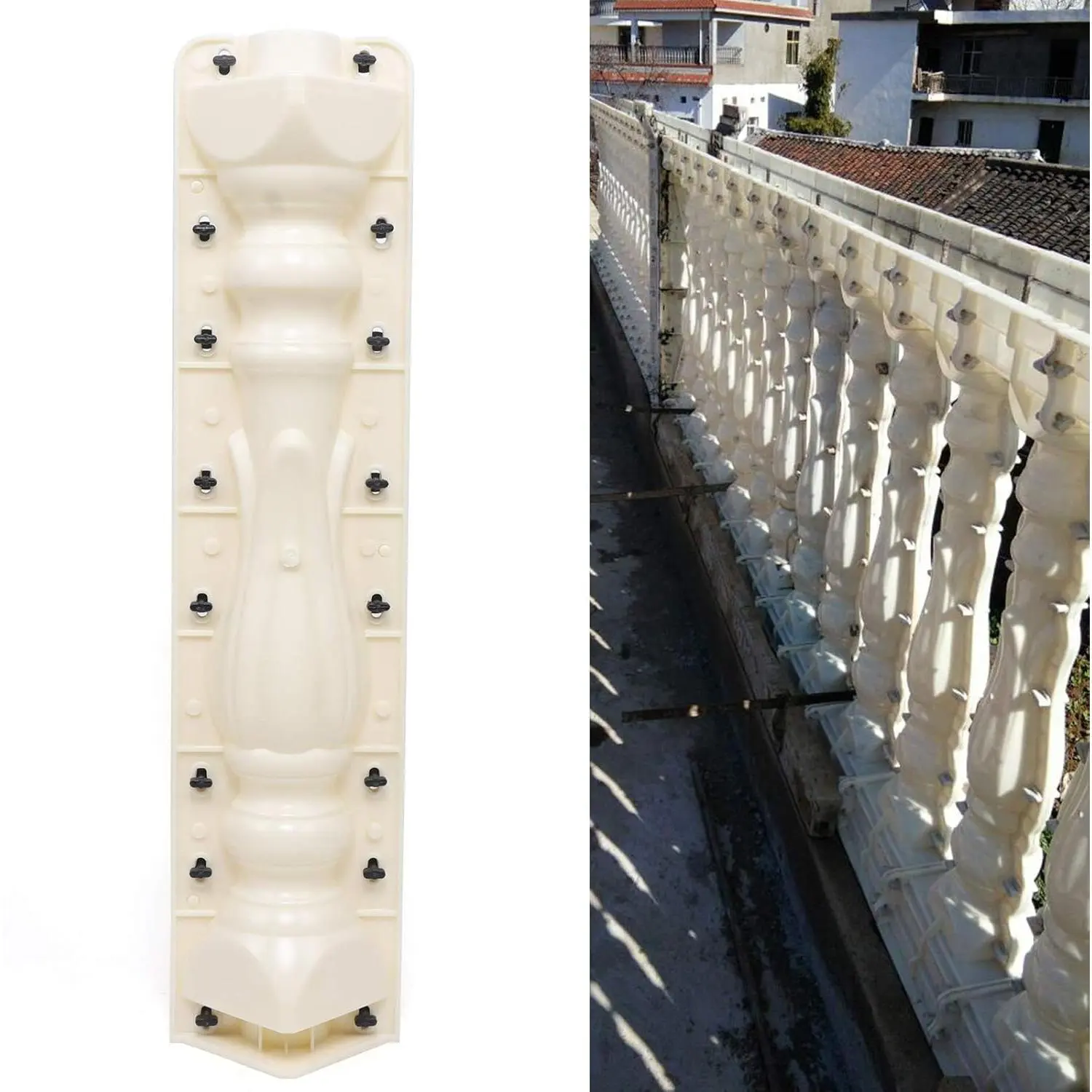 70cm Plastic Balustrade Mold Roman Column Cement Mold Garden Balcony Outdoor Plaster Concrete Railing Mold DIY Casting Mould for Cement Railing, Concrete Railing