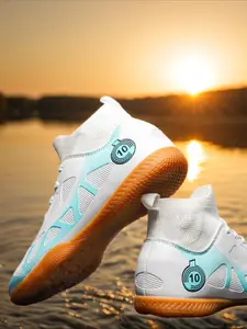 Men's Number 10 Print Lace Up Soccer Shoes, Soccer Cleats, Breathable Comfortable Football Shoes, Non-slip Football Shoes for Training & Competition