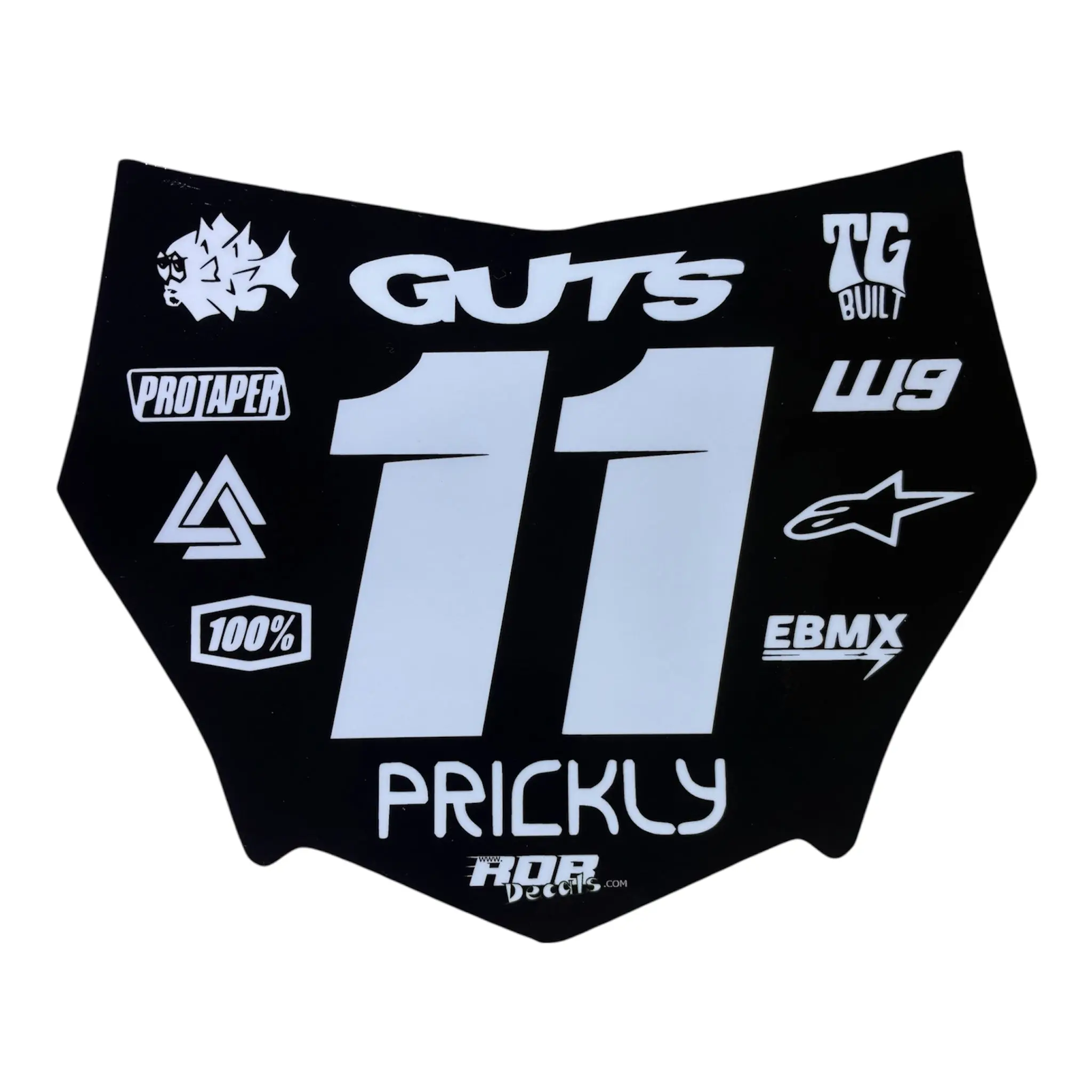 MotoCutz Plate Decal — 11 Logo — White