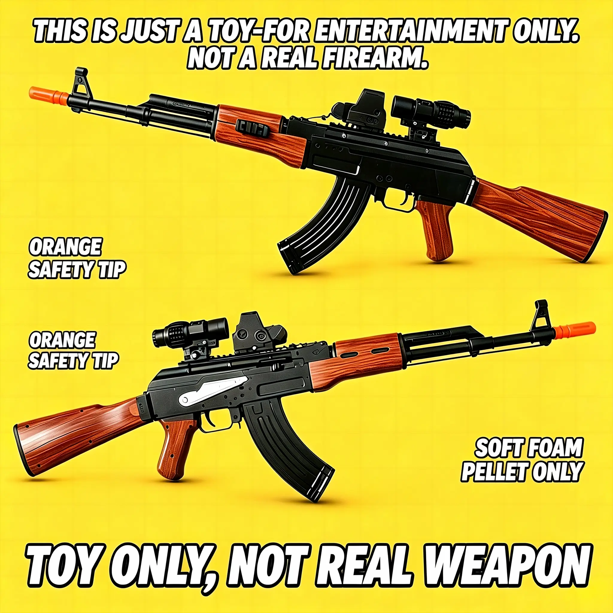 Splatter Ball AK47 Blaster, Automatic Electric Rechargeable Gel Water Bead Toy, Mechanical With Safe Orange Tip, Outdoor Backyard Gift For Teen Boys Age 14+