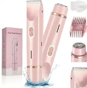 2-in-1 Electric Shaver & Hair Removal Trimmer Steel Blades Waterproof Dual-Head Precision Grooming System - Water Proof