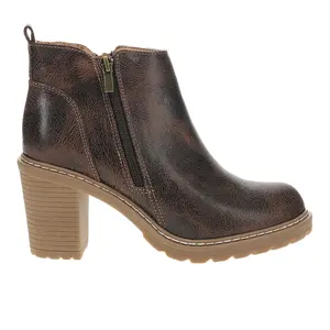 Corkys Womens Rocky Round Toe Zippered Casual Boots Mid Heel 2-3" - Brown