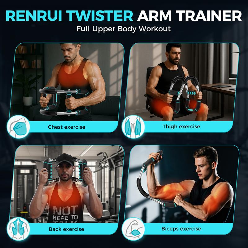 Twister Arm Trainer, Adjustable 5 Resistance Levels (40-130 lbs) Chest & Arm Workout Equipment for Men & Women, Ergonomic Home Gym Strength Trainer with Anti-Slip Handles & Carry Bag detachable design fitness
