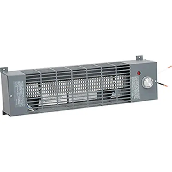 Pump House Convection Utility Heater - 500W Power, 120V, 5 lbs, Aluminum Finned Heating Element, Gray, Powder Coated Epoxy Steel, Freeze Guard, Mount Horizontal, 51W & Above, for Construction Sheds, 51 Watts & Above