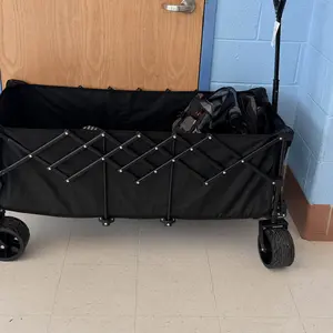 Heavy Duty Steel Garden Cart - 300L Collapsible Folding Utility Trolley, 180kg Capacity, 7-in Wheels, Ideal for Camping & Gardening, Available in Black, Blue, Gray