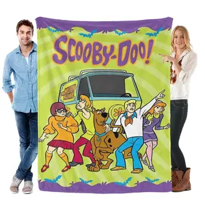 Scooby-Doo Flannel Blanket, Single Side Print White Back, Four Sizes, Ultra Soft & Washable, All Season for Nap, Sofa & Bed, Great Christmas Gift for All Ages