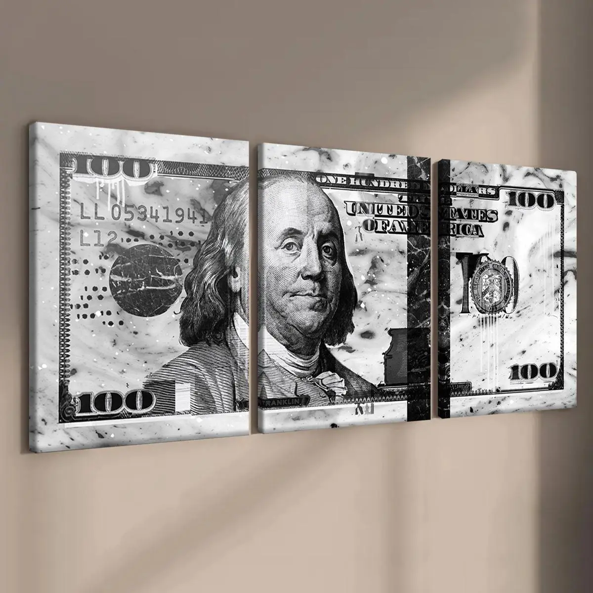 Money Pattern Canvas Painting Framed, Retro Money Poster, Modern Art Design, Wall Art for Home Living Room Bedroom Office Decor, Art Wall Decoration, Art Work For Wall Decor, Ornaments, Canvas Prints