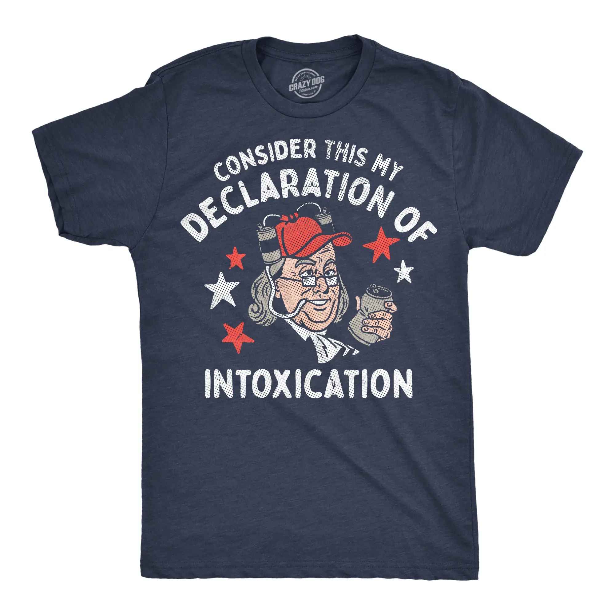 Mens Funny T Shirts Consider This My Declaration Of Intoxication Sarcastic Fourth Of July Tee For Men Mens Funny T Shirts Cool Vintage Fashion T-Shirt Gift Classic Menswear Patriotic Apparel for Men Funny Navy -