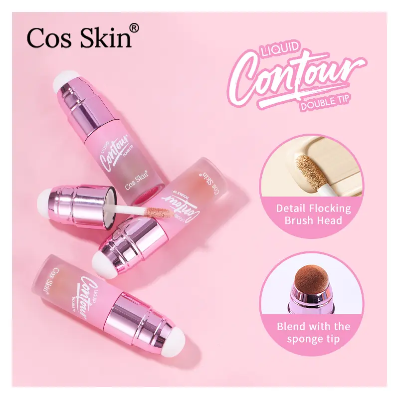 Dual-Tip Liquid Contour & Highlight Pen featuring a smooth brush-tip design for precise application. Anti-smudge, long-lasting formula with rich color payoff. Suitable for all skin tones. Perfect New Year gift.