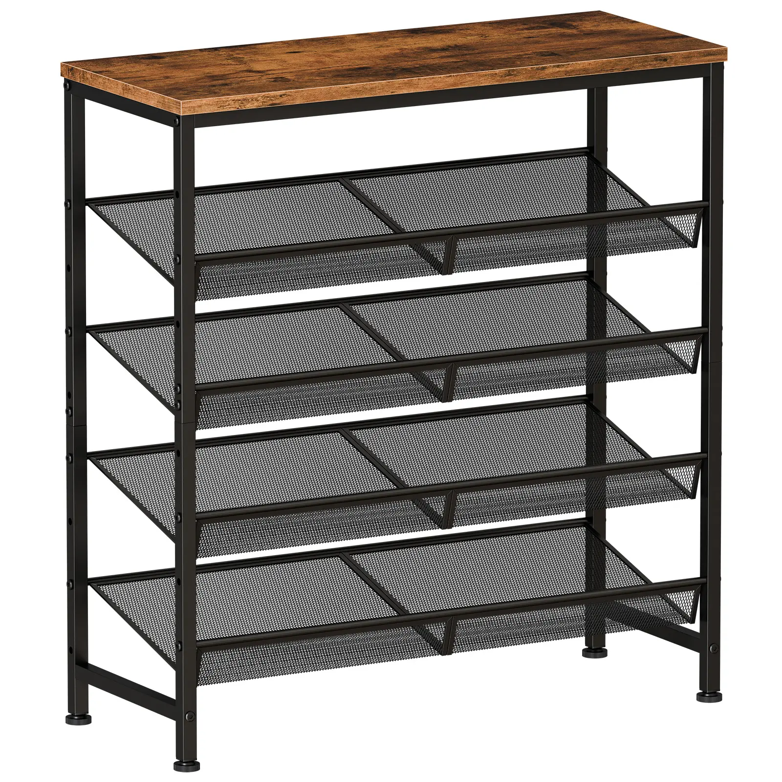 Shoe Rack For Entryway,5-Tier Shoe Rack Organizer, Adjustable Metal Mesh Shelves, Spacious Floor-Mount Unit for, Holds 12-16 Pairs of Shoes