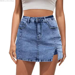 Jean Skorts for Woman High Waisted Trendy Slit Stretchy Denim Skirt with Shorts Casual Summer Skorts SkirtsDD18StyleGirlShop