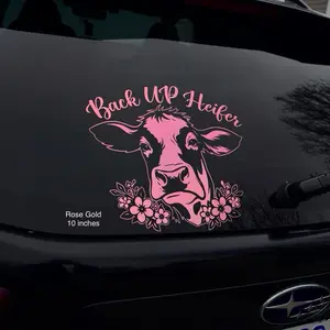 Back up Heifer Funny Cow Decal Sticker - Customizable for Cars, Trucks, SUVs, Glass Doors, Windows, Fridges - Available in Multiple Colors Vehicle Exterior Decoration