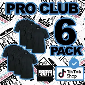 Pro Club Men's 6-Pack Heavyweight Cotton Short Sleeve Crew Neck T-Shirt
