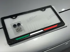 Italian Flag Colors Racing Style 100% Real Carbon Fiber License Plate Frame