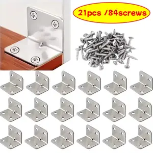 21pcs of wear-resistant 90° angle sturdy bracket with self drilling screws for furniture boards and furniture connection cabinets for maintenance