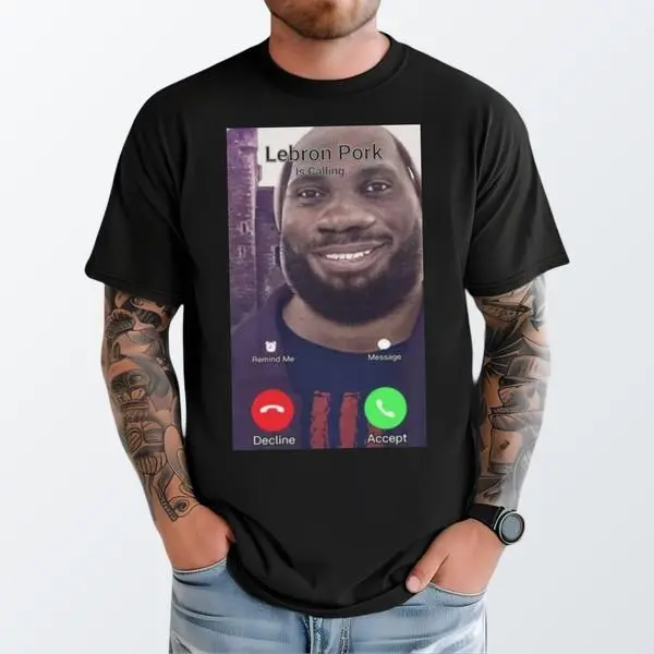 Lebron Pork Is Calling Unisex Shirts Jamees Baseketball Funny Meme TShirt Streetwear Unisex Cotton GraphicteePlus Size T-Shirt, Retro Fitness Heavyweight Washed T-Shirt, 100% Cotton