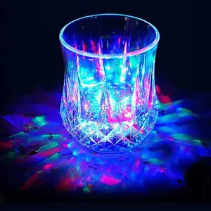 Flash Light Up Cups,[2 PCS] Automatic Water Activated LED glowing wine glasses Liquid Activated Multicolor LED Glasses Drinkware Glassware